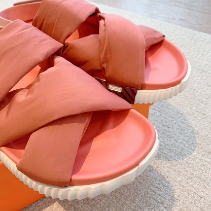 HM ELECTRIC SANDAL FIRE FABRIC AND CALFSKIN