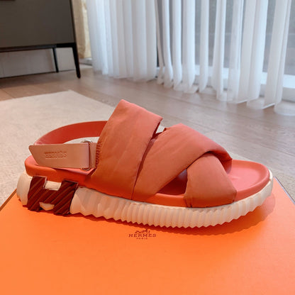 HM ELECTRIC SANDAL FIRE FABRIC AND CALFSKIN