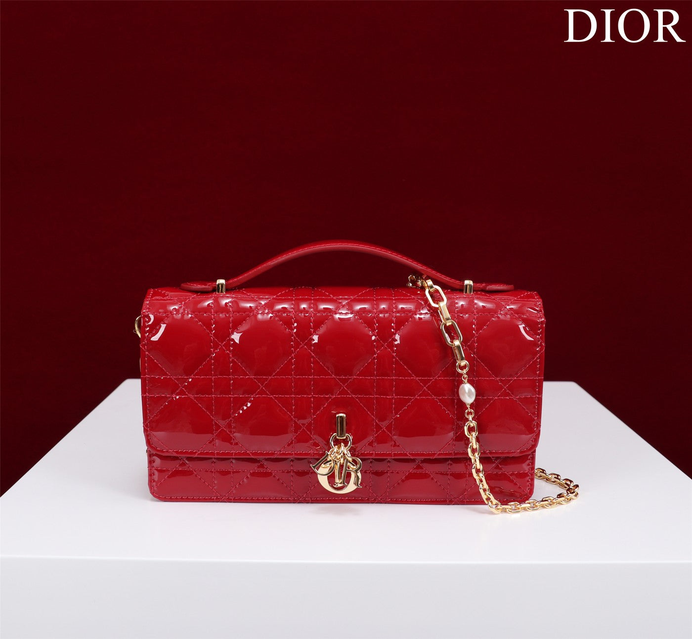 my cd mini 21 red patent calfskin