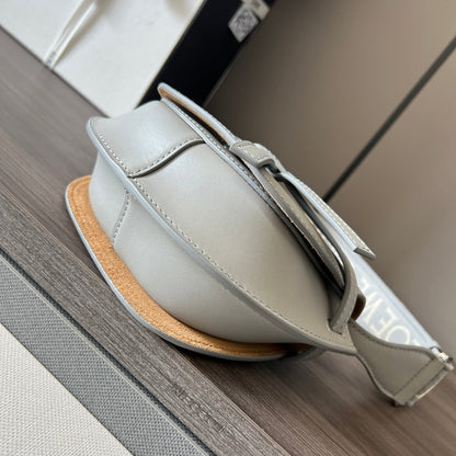 Mini Gate Dual bag in soft calfskin and jacquard grey smooth caflskin