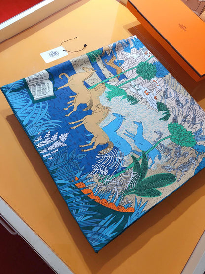 Le Carnaval Des Animaux Scarf 90 CM In Colorful Silk Twill 288861