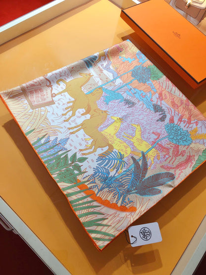 Le Carnaval Des Animaux Scarf 90 CM In Colorful Silk Twill 288863