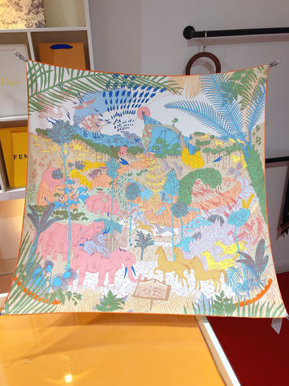 Le Carnaval Des Animaux Scarf 90 CM In Colorful Silk Twill 288863