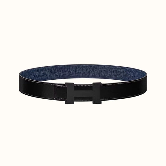 HM CONSTANCE BELT BUCKLE & REVERSIBLE NAVY BLUE AND BLACK LEATHER STRAP 38MM