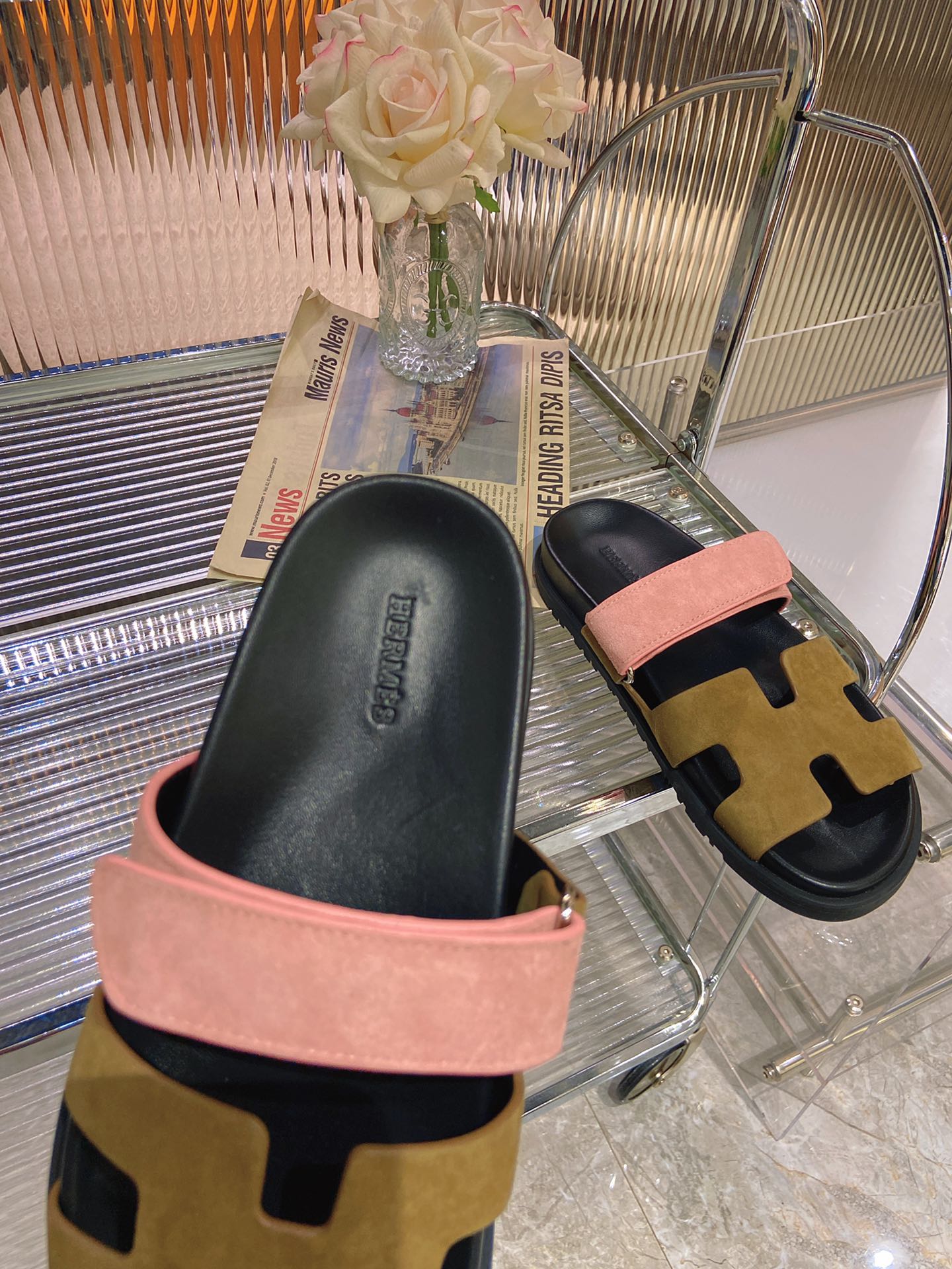 CHYPRE SANDAL ARMY MIX LIGHT PINK SUEDE