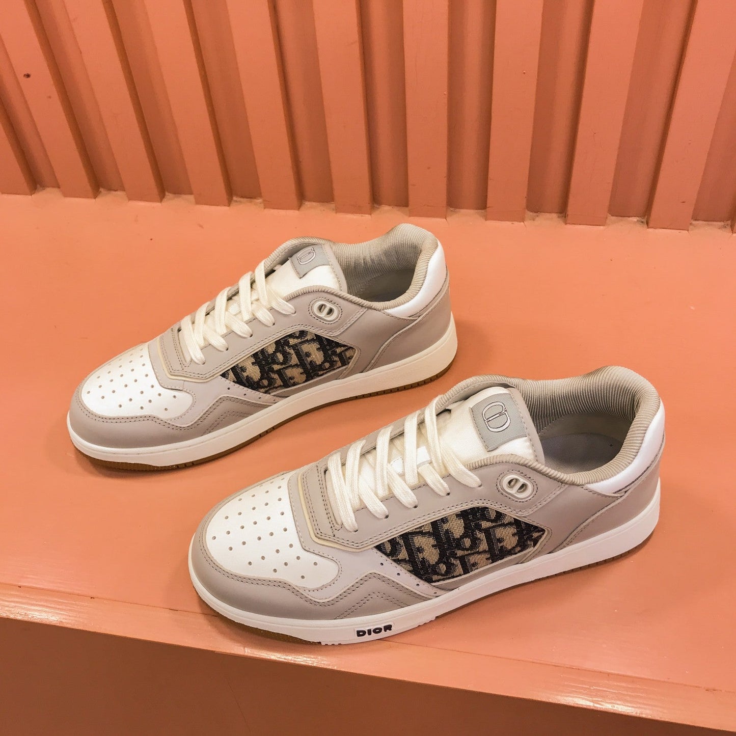 CD B27 LOW-TOP SNEAKER GRAY-BEIGE CALFSKIN