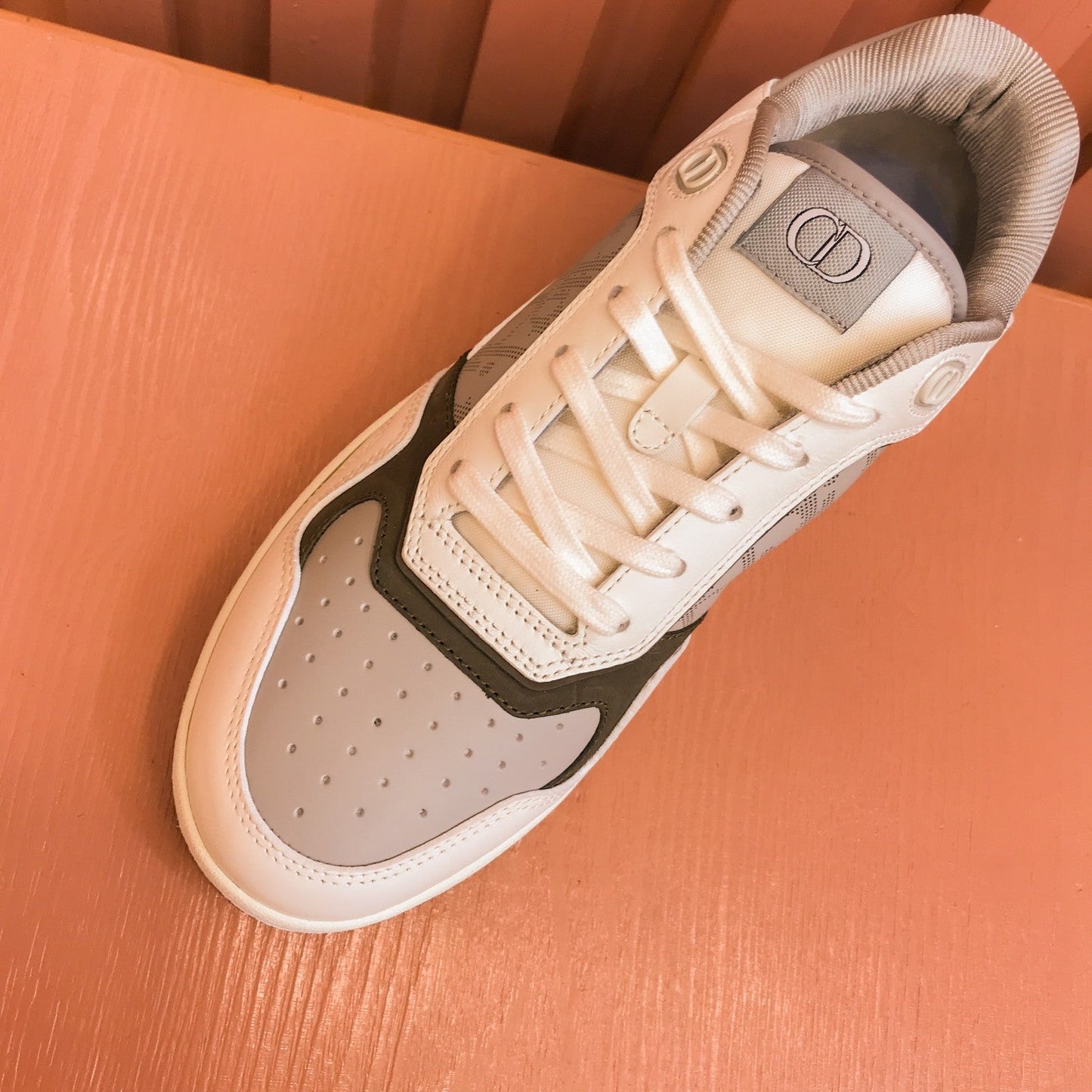 CD B27 LOW-TOP SNEAKER GRAY-WHITE MESH CALFSKIN