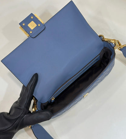 Baguette 27cm Blue Lambskin Gold Hardware