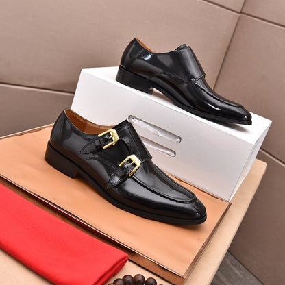 GG Men's Double Monk Strap Loafer Black Cowhide 525979