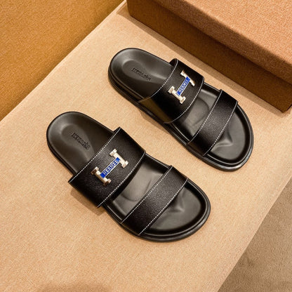 HM Men's Slide Black Cowhide 602328