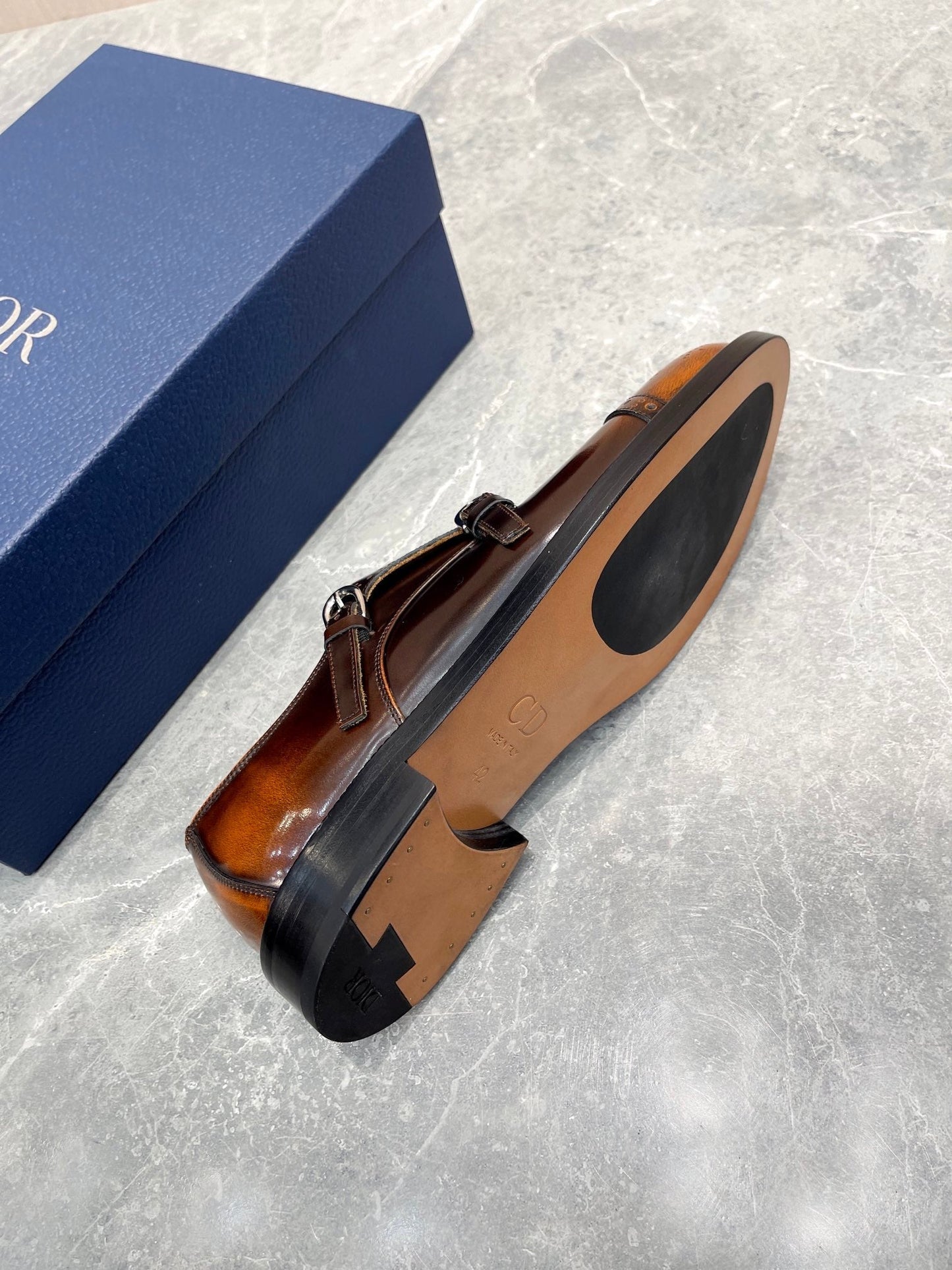 CD PATTERNED DOUBLE MONKSTRAP LOAFER SYRUP CALFSKIN
