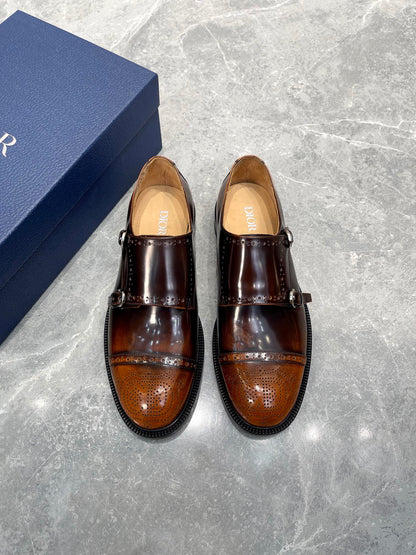 CD PATTERNED DOUBLE MONKSTRAP LOAFER SYRUP CALFSKIN