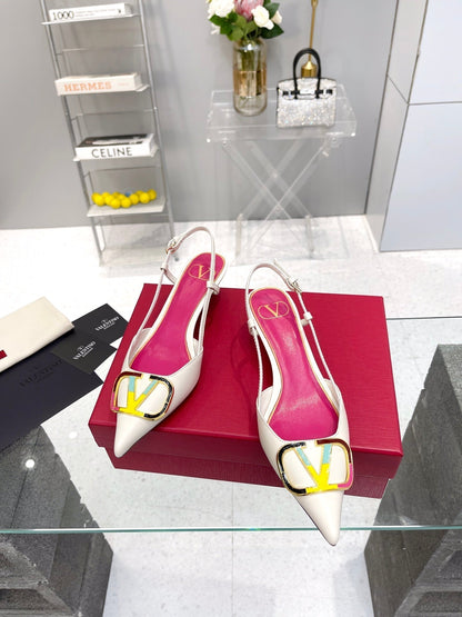 VT Vlogo Signature Pink White Slingback Sheepskin 342236