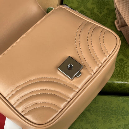 gg marmont mini 18cm all beige calfskin