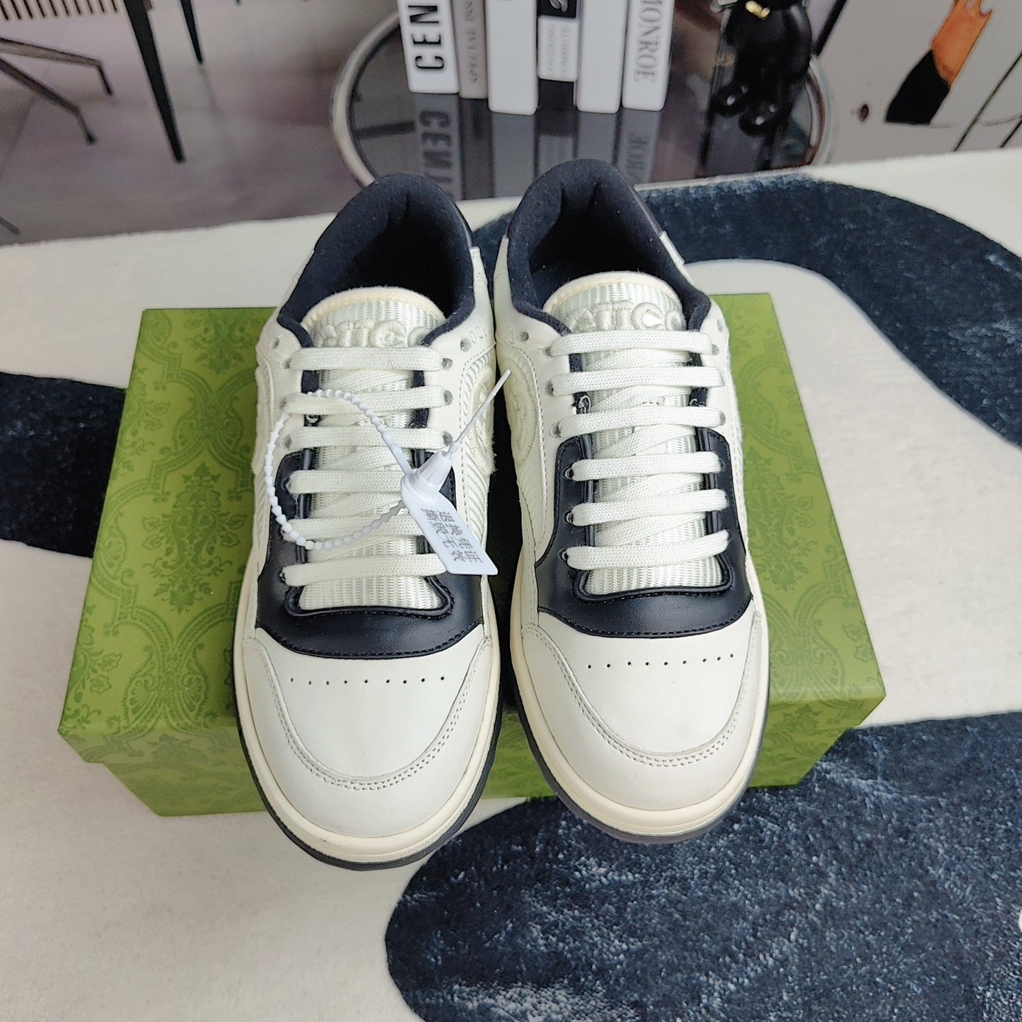 GG Men's MAC80 Sneaker White Black Cowhide 523623