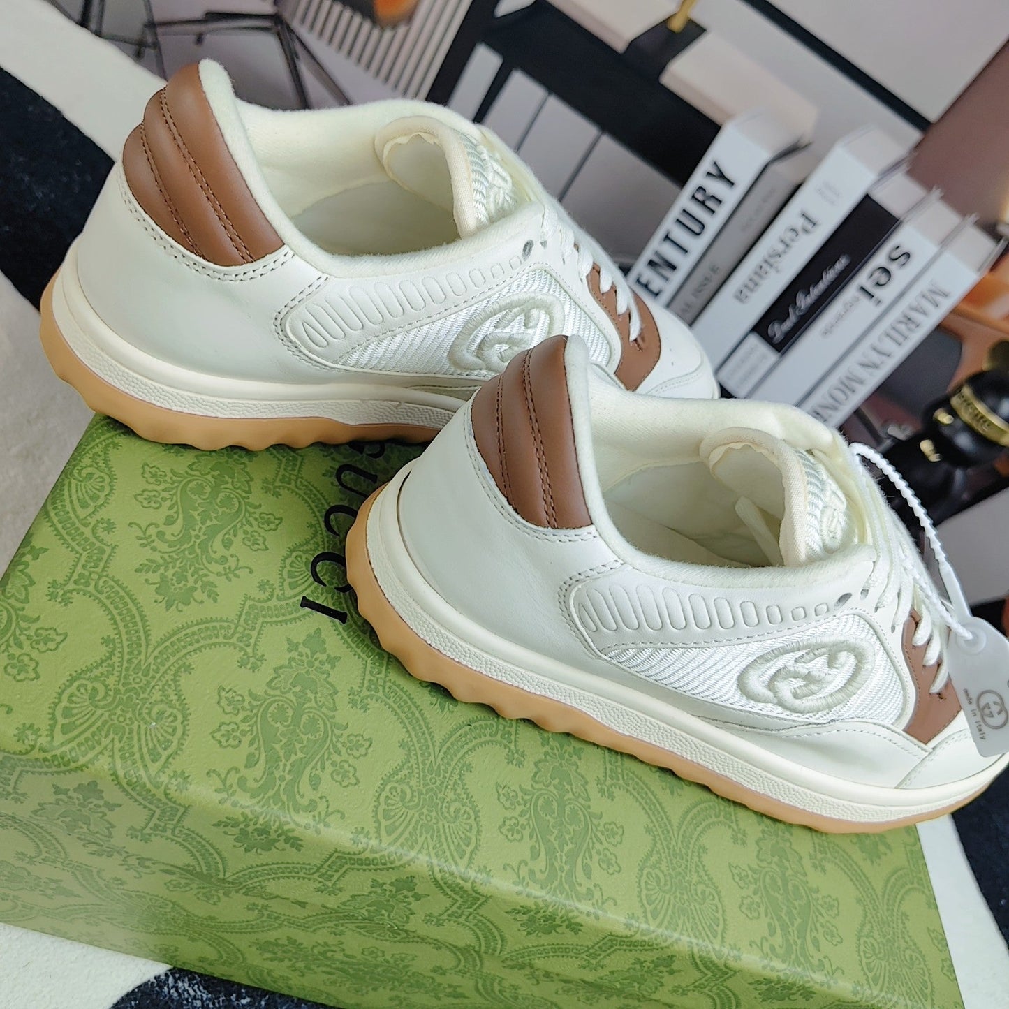GG Men's MAC80 Sneaker White Brown Cowhide 523621