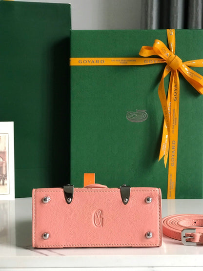Goyard 2026 Saigon Nano Bag 14.5cm Powder Pink Cowhide Canvas 351685