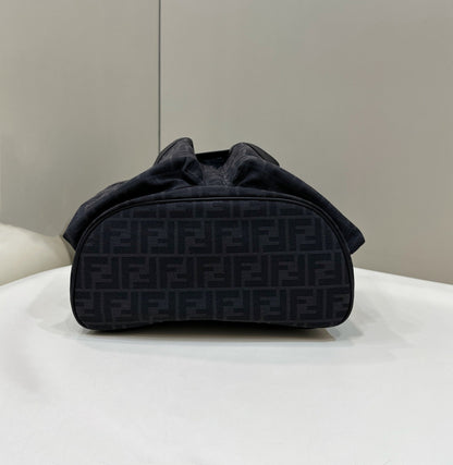 FENDI STRIKE 41 MEDIUM FF BLACK JACQUARD FABRIC BACKPACK