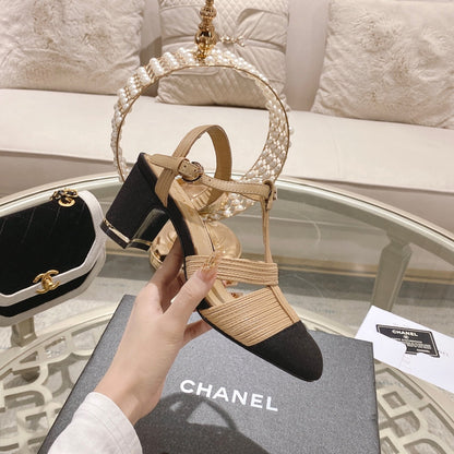 slingback 65 beige calfskin black grosgrain