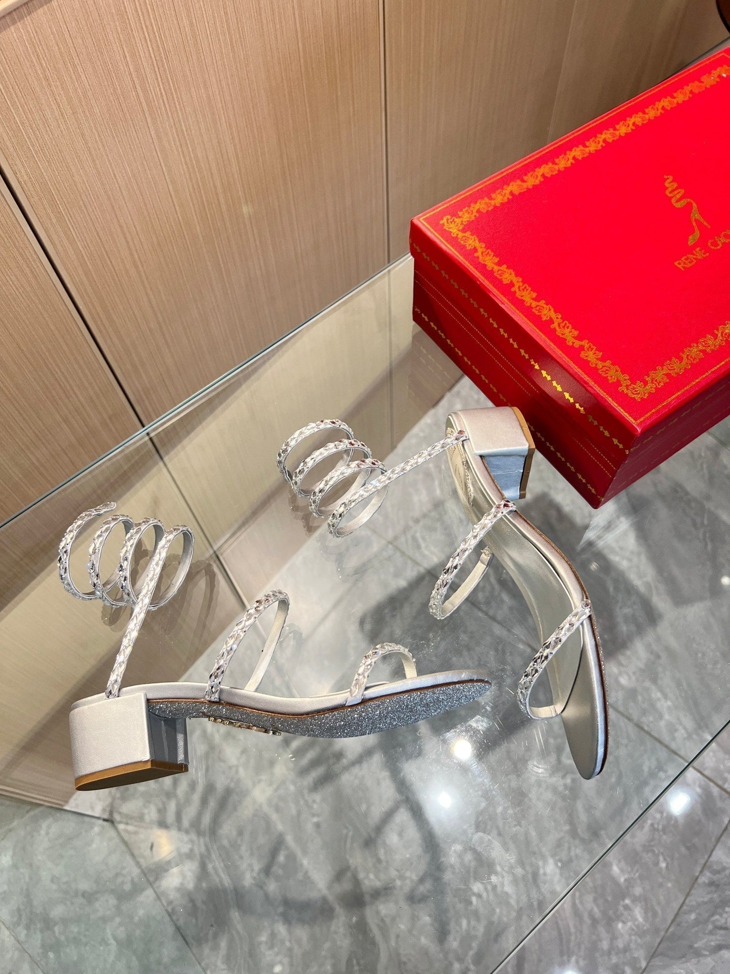 RC Diamond Sandals Sliver Silk Creole Glass Diamond 341984