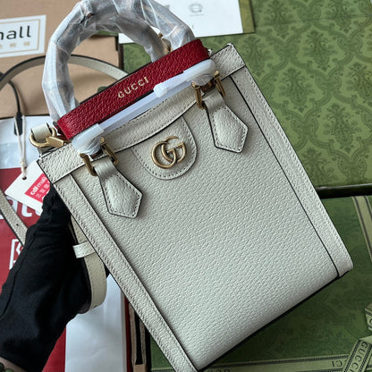 Gucci Diana Bamboo Mini Tote Bag Off-white Lambskin 240106