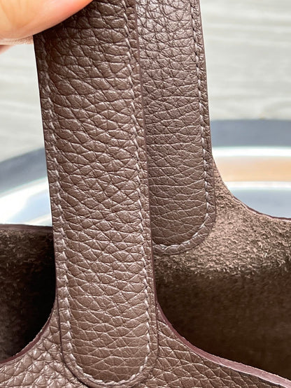 HM PICOTIN LOCK CHOCOLATE TOGO LEATHER