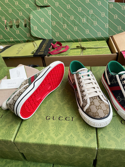 GG 26 Platform Sneaker Beige Brown Monogram Canvas 632834