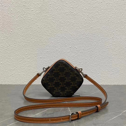 Celine 2026 Cube Box Bag 13.5cm Black Brown Canvas Calfskin 281832