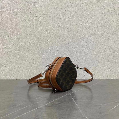 Celine 2026 Cube Box Bag 13.5cm Black Brown Canvas Calfskin 281832