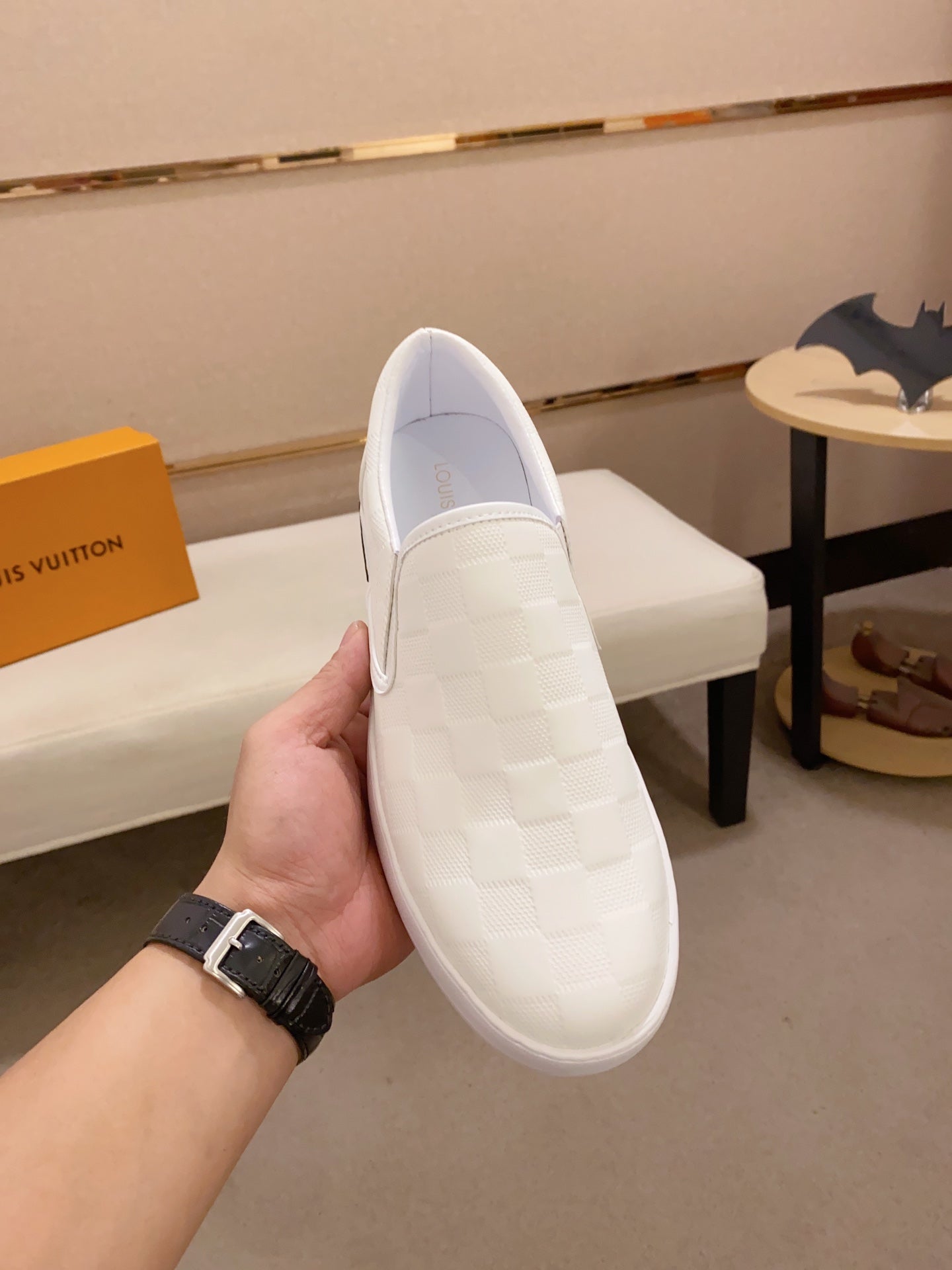 LV LOAFER IN WHIITE DAMIER SHEEPSKIN