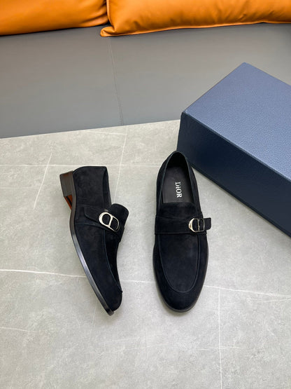 CD SYMBOL GRANVILLE EDGE BEADS LOAFER BLACK SUEDE