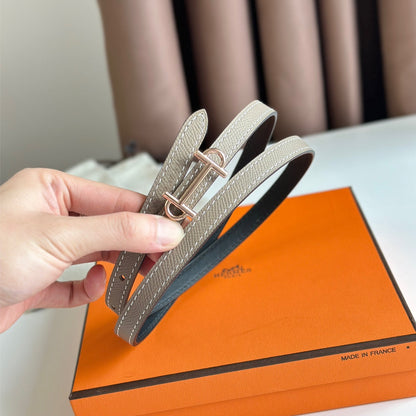 HM GAMMA BUCKLE & REVERSIBLE KHAKI BROWN AND BLACK LEATHER STRAP 13MM COPPER HARDWARE