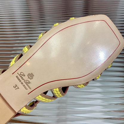 Sprightly Charms Sandal Piana Slippers Beige Yellow Brown Calfskin