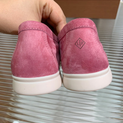 lp dot sole walk loafer pink red suede