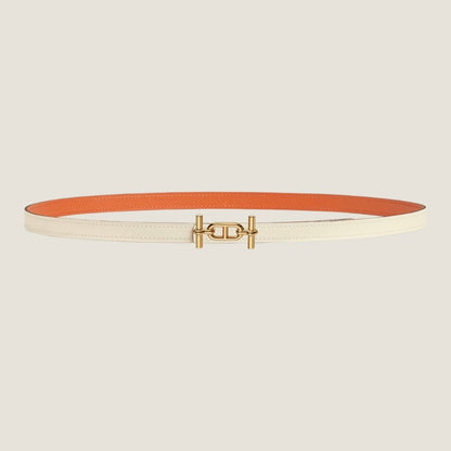 HM ANCRE BUCKLE & REVERSIBLE WHITE AND ORANGE LEATHER STRAP 13MM GOLD HARDWARE