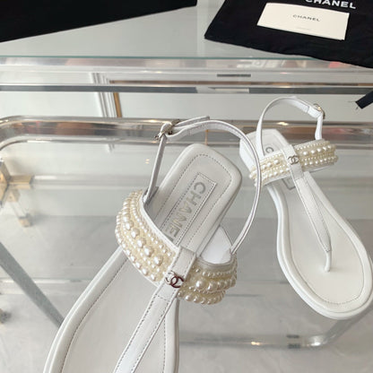 slingbacks thong sandal white lambskin mop