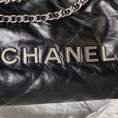 CC 24S Hobo 22 Bag 20cm Black Aged Lambskin