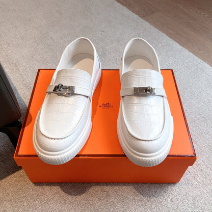HM GAME SLIP-ON CROCODILE MOTIF SNEAKER WHITE CALFSKIN