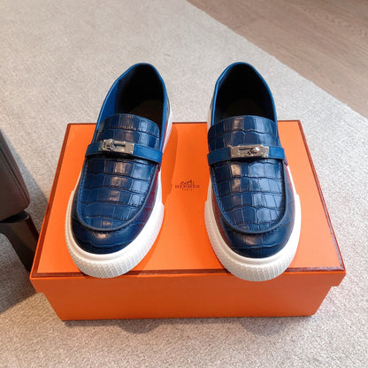 HM GAME SLIP-ON CROCODILE MOTIF SNEAKER NAVY CALFSKIN