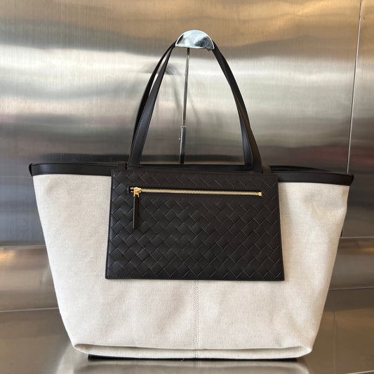 FLIP FLAP 38 IN WHITE CANVAS AND BLACK CALSKIN
