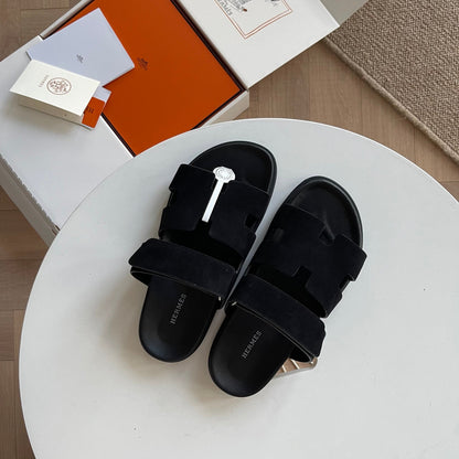 HM Men's Chypre Slide Black Suede 538598