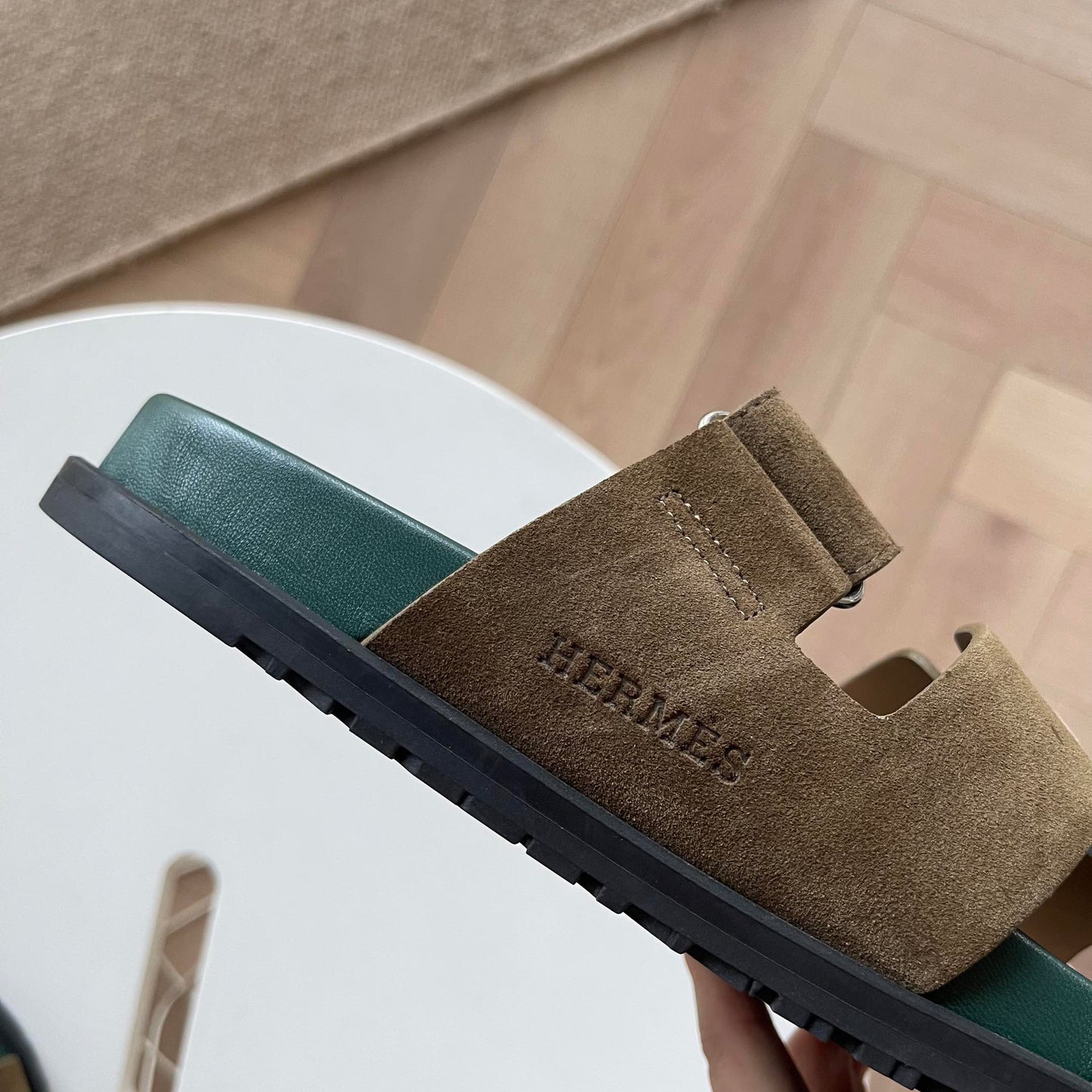 HM Men's Chypre Slide Moss Green Suede 538604