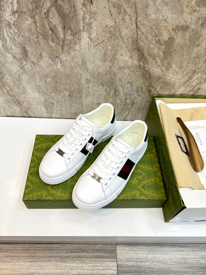 GG Men's ACE Sneaker White Calfskin 525955