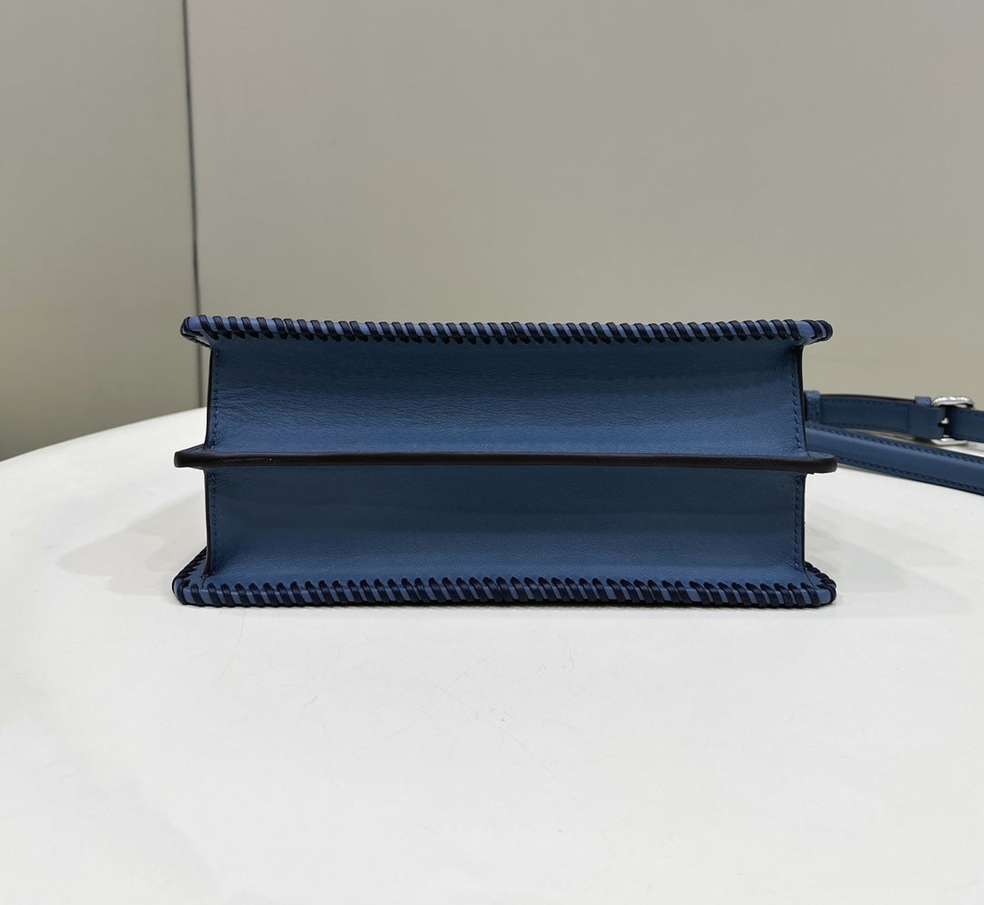 PEEKABOO ISEEU 27 IN BLUE BAYOUX INTERLACED CALFSKIN SILVER HARDWARE