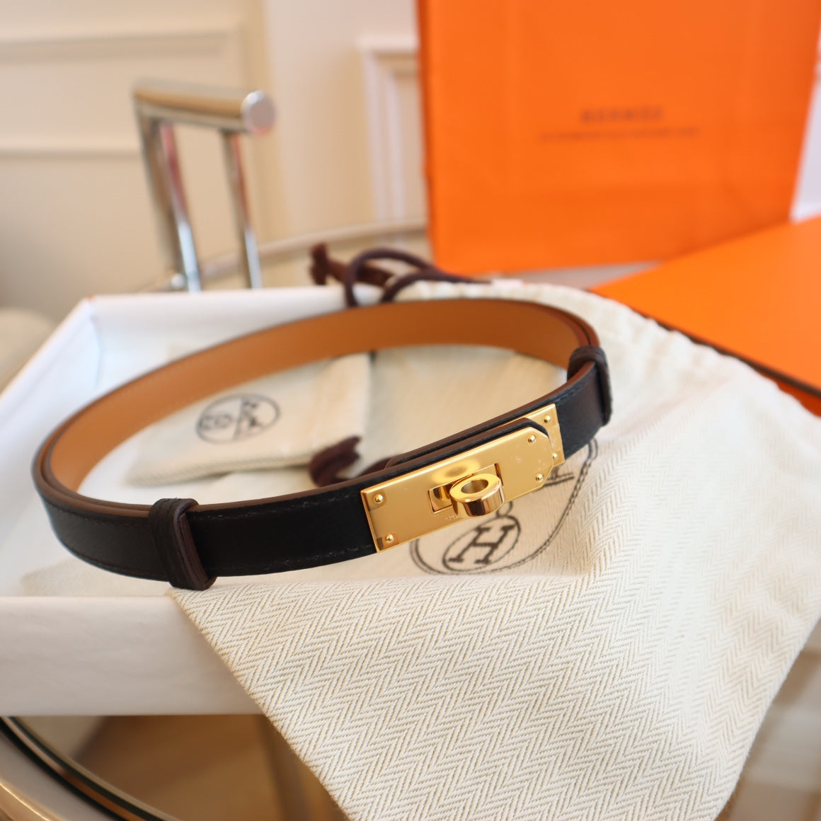 hm kelly belt 18mm black epsom leather