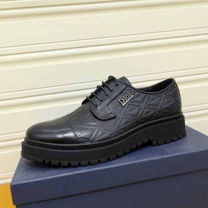 CD LACE-UP LOAFER BLACK GEOMETRIC CALFSKIN