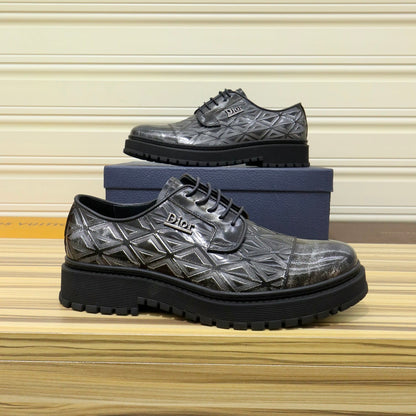 CD LACE-UP LOAFER BLACK MIX SILVER GEOMETRIC CALFSKIN
