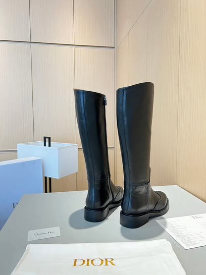 CD High Boots Black Calfskin