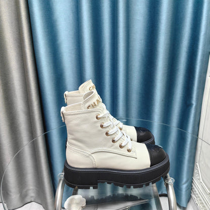 CC Ankle Boots White Lambskin