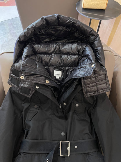 Burberry 25 Trench Coat Two-piece Set Black Cotton Down Nylon